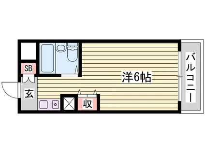 スカイコート姫路(ワンルーム/4階)の間取り写真