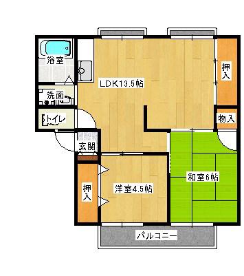 サンビレッジ八尾(2LDK/2階)の間取り写真