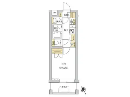 KNOCKSゆめが丘(1K/5階)の間取り写真