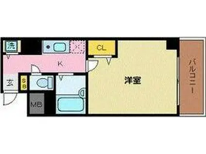 メゾン・ド・ヴィレ茨木(1K/3階)の間取り写真