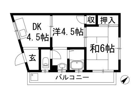 コーポ八百善(2DK/4階)の間取り写真