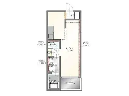 SUN VIVACE塩冶(1K/2階)の間取り写真