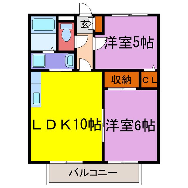サンライフ新町(2LDK/2階)の間取り写真
