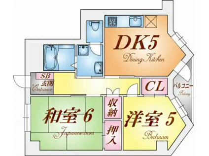 ルモン舞子(2DK/5階)の間取り写真