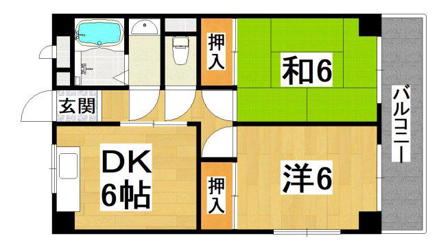 サンモール(2DK/2階)の間取り写真