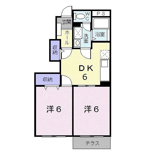 シャポー ルージュM(2DK/1階)の間取り写真