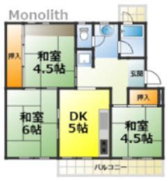 鶴山台25号棟(3DK/3階)の間取り写真