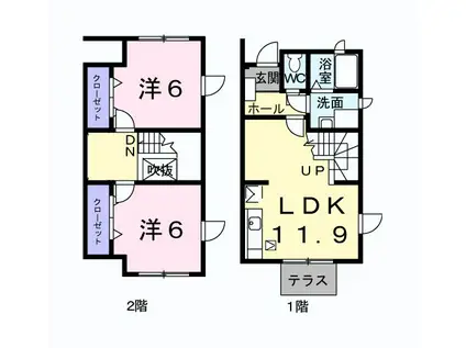 CHER YUNAGO II(2LDK/1階)の間取り写真