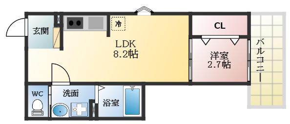 FSTYLE藤井寺岡2号館(1LDK/3階)の間取り写真