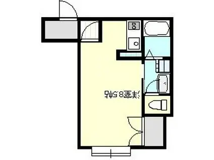 リバーサイドハイツ名切(1K/1階)の間取り写真