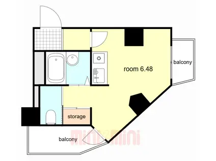 ヒルズ六甲(ワンルーム/2階)の間取り写真