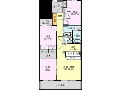 ブライティ広沢(3LDK/3階)の間取り写真