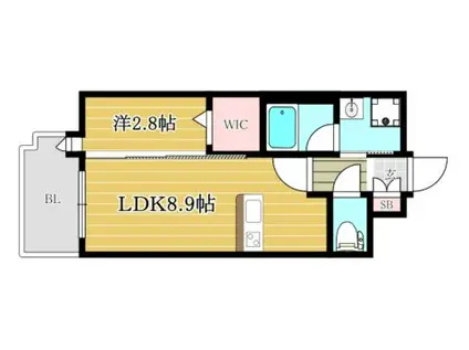 エンクレスト博多リバティ(1LDK/11階)の間取り写真