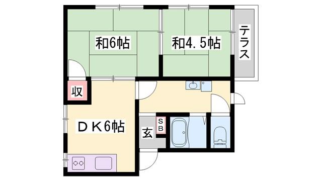 サンハイツ学園前(2DK/2階)の間取り写真