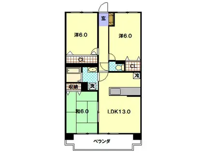 ハイネスアオヤマ横尾(3LDK/4階)の間取り写真