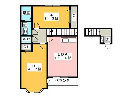 マリアージュII(2LDK/2階)の間取り写真