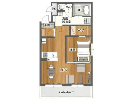 ファーニッシュド・ステイ松本市埋橋(1LDK/1階)の間取り写真