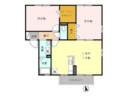 HIGH AVENUE B(2LDK/2階)の間取り写真