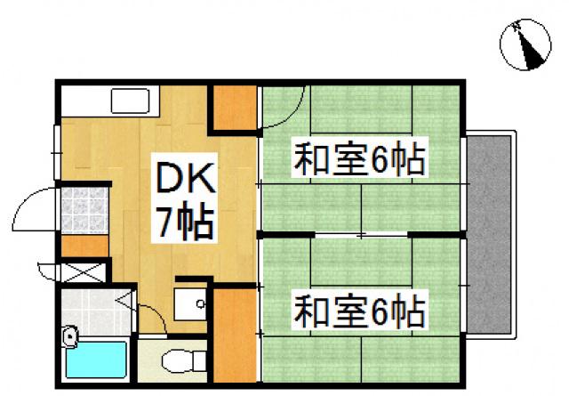 シティハイツ都(2DK/1階)の間取り写真