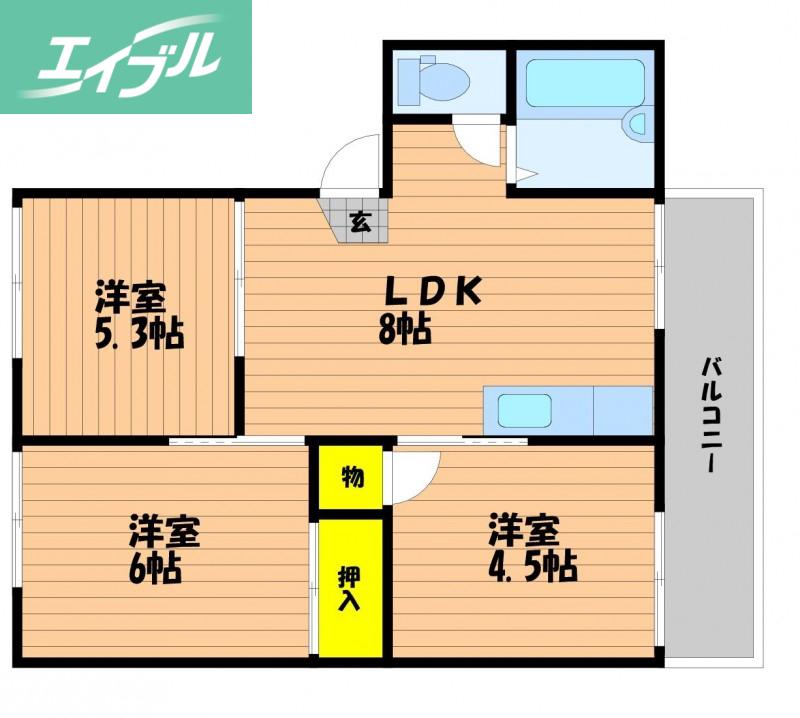 メゾンドリーム(3LDK/2階)の間取り写真