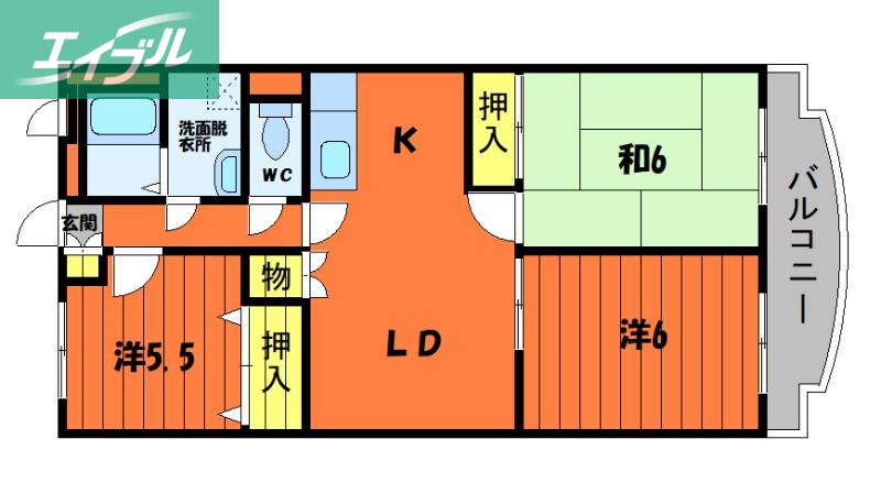 ファミーユKAYII(3LDK/3階)の間取り写真