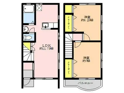 ブルーウッドB(2LDK/2階)の間取り写真