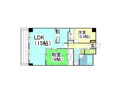 グリーンビレッジ北方(2LDK/2階)の間取り写真