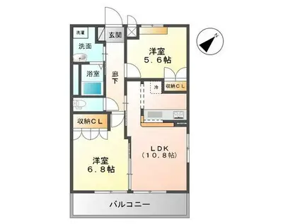 グラン・ウッドA(2LDK/2階)の間取り写真