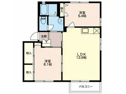 ルミエール大岡(2LDK/2階)の間取り写真