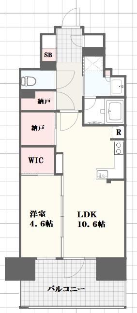 レーベン姫路本町(1SLDK/14階)の間取り写真