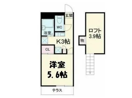 アビイロード(1K/2階)の間取り写真