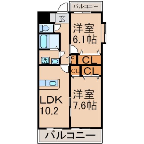 ピエトラルーチェ(2LDK/3階)の間取り写真