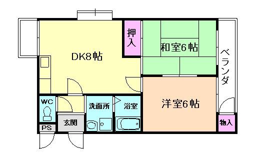 ライフセレクト(2DK/1階)の間取り写真