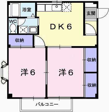レジデンス北新在家(2DK/1階)の間取り写真