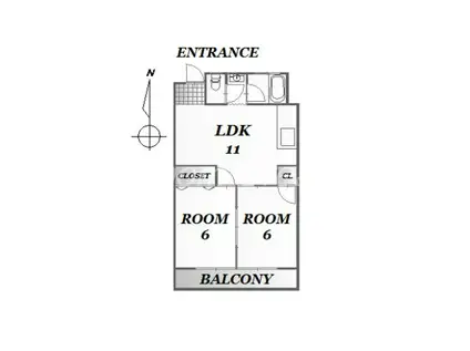 グランドハイツ(2LDK/7階)の間取り写真