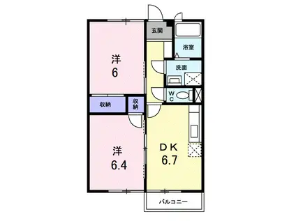 アビタシオン(2DK/2階)の間取り写真