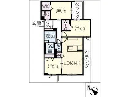 ヴェルデ小田井(3LDK/2階)の間取り写真