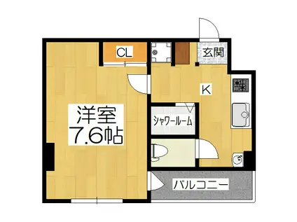 JFORT祇園四条(1K/2階)の間取り写真