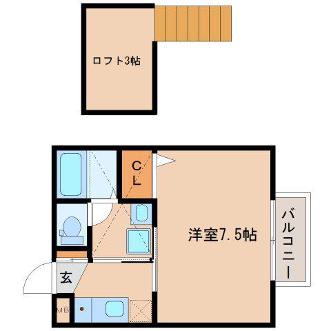 CREA MAISON(1K/2階)の間取り写真