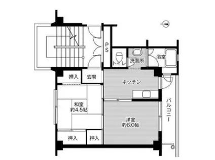 ビレッジハウス松川2号棟(2K/5階)の間取り写真