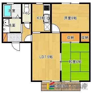 セジュール三日月A(2LDK/1階)の間取り写真