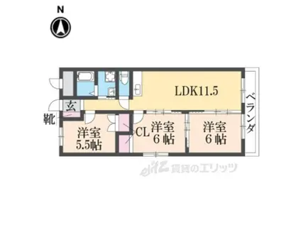 MAYUMIウエストサイド楠葉(3LDK/5階)の間取り写真
