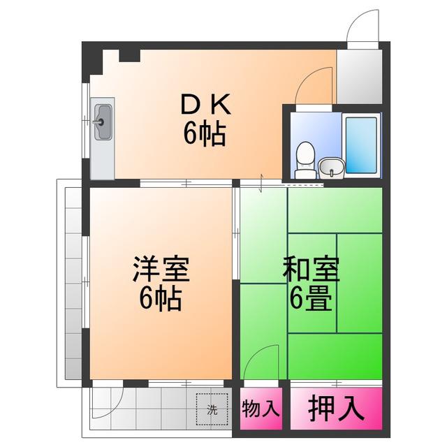 TWIN26(2DK/5階)の間取り写真
