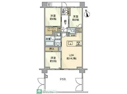 クリオ青葉台(3LDK/1階)の間取り写真