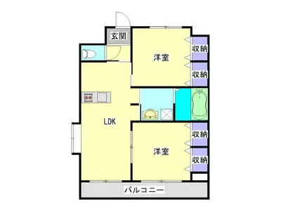 スカイコート年見(2LDK/3階)の間取り写真