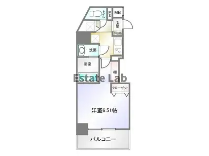 パシフィックレジデンス神戸八幡通(1K/11階)の間取り写真