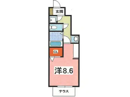セレッソ八木(ワンルーム/1階)の間取り写真