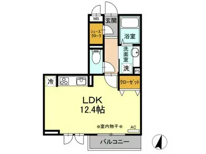 プランドール(ワンルーム/2階)の間取り写真