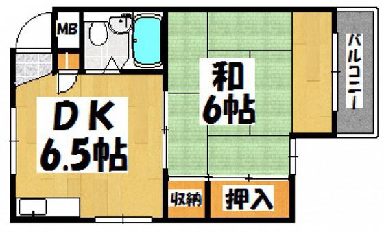 大州ビル(1DK/4階)の間取り写真