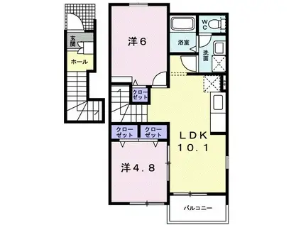 サンパティークII(2LDK/2階)の間取り写真